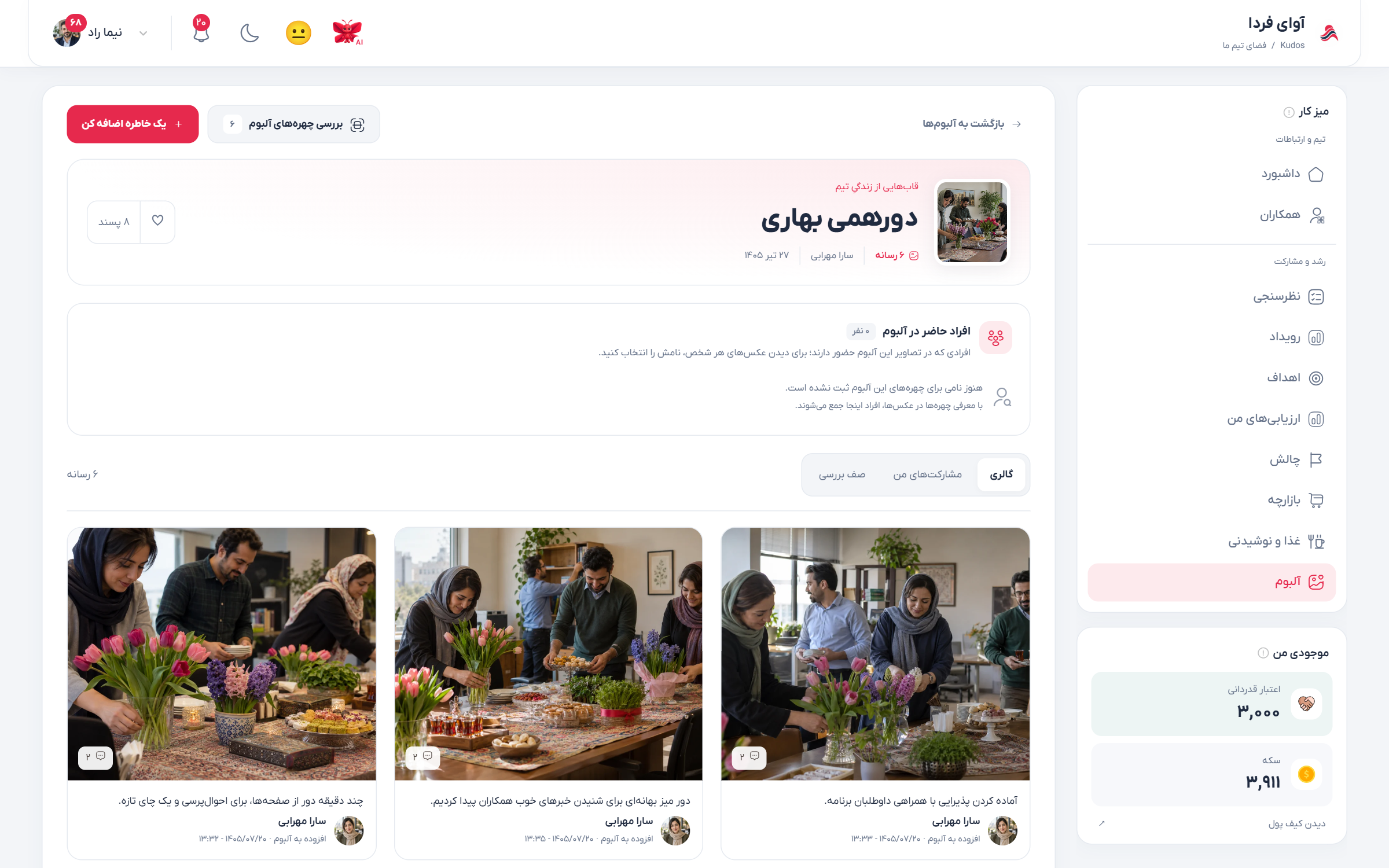 گالری تصاویر آلبوم و بخش معرفی افراد حاضر در عکس‌ها
